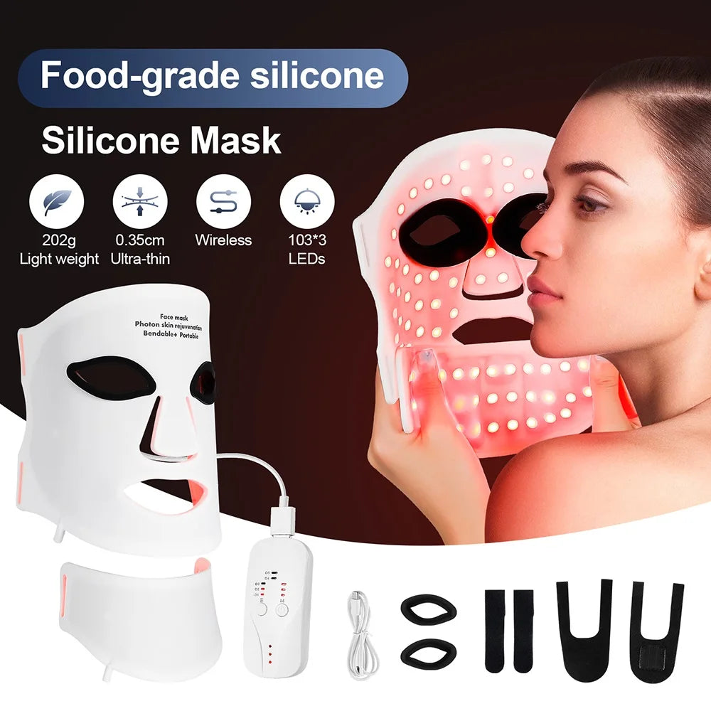 Silicone LED Mask Face With Neck 7 Colors