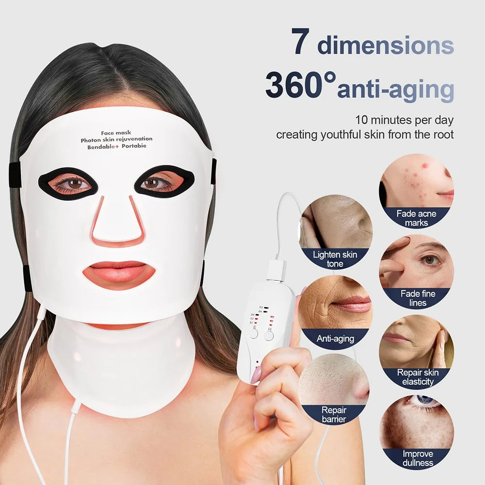Silicone LED Mask Face With Neck 7 Colors